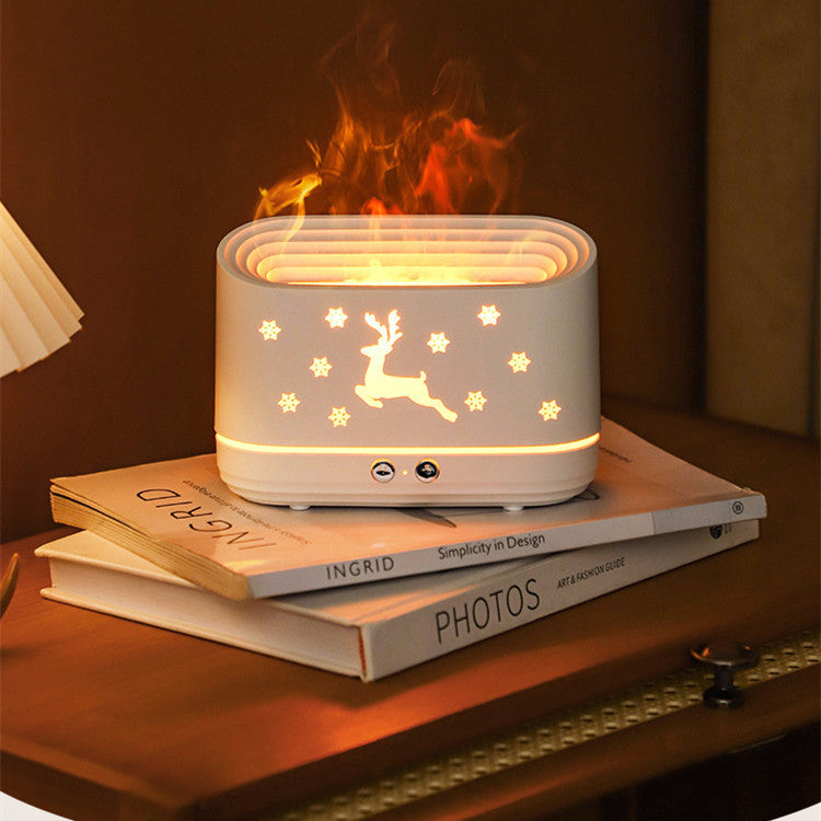 Elk Flame Humidifier & Aroma Diffuser – Silent Atmosphere Lamp for Home & Christmas Decor