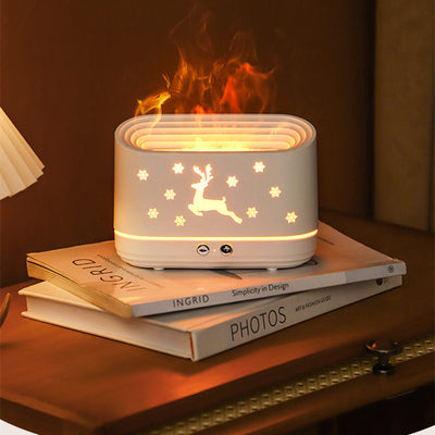 Elk Flame Humidifier & Aroma Diffuser – Silent Atmosphere Lamp for Home & Christmas Decor