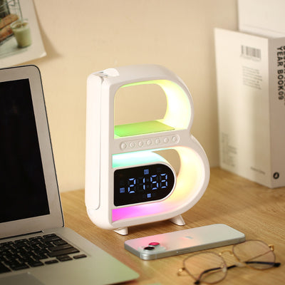 B-Shaped Bluetooth Speaker | Rhythm Lighting | Wireless Phone Charger