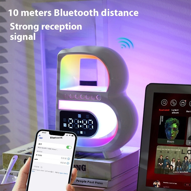 B-Shaped Bluetooth Speaker | Rhythm Lighting | Wireless Phone Charger