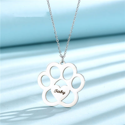 Customizable Paw Print Love Necklace – Stainless Steel