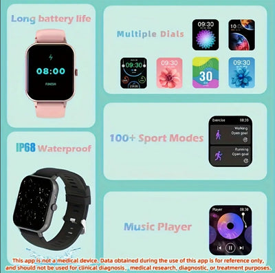 Square Smartwatch | BT | Call | Heart Rate | Sport Mode | Fitness Tracker | Waterproof | Men & Women | For IOS & Android
