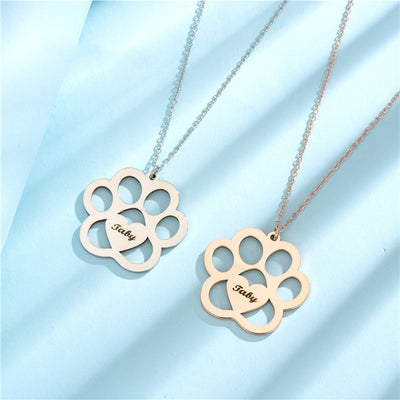 Customizable Paw Print Love Necklace – Stainless Steel