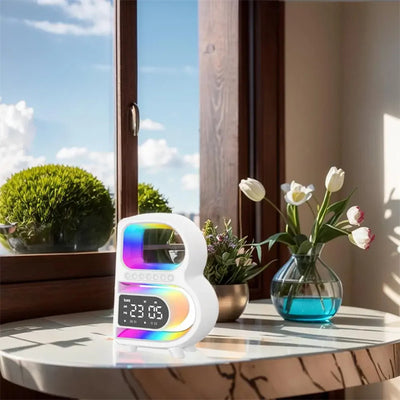 B-Shaped Bluetooth Speaker | Rhythm Lighting | Wireless Phone Charger
