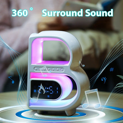 B-Shaped Bluetooth Speaker | Rhythm Lighting | Wireless Phone Charger