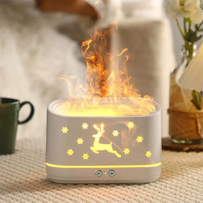 Elk Flame Humidifier & Aroma Diffuser – Silent Atmosphere Lamp for Home & Christmas Decor