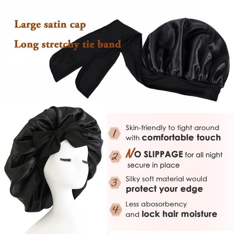 New Silk Bonnet For Sleeping | Women Satin Bonnet | For Any Type Hair With Tie Band