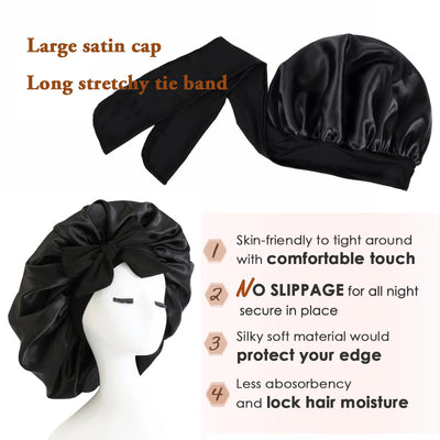 New Silk Bonnet For Sleeping | Women Satin Bonnet | For Any Type Hair With Tie Band