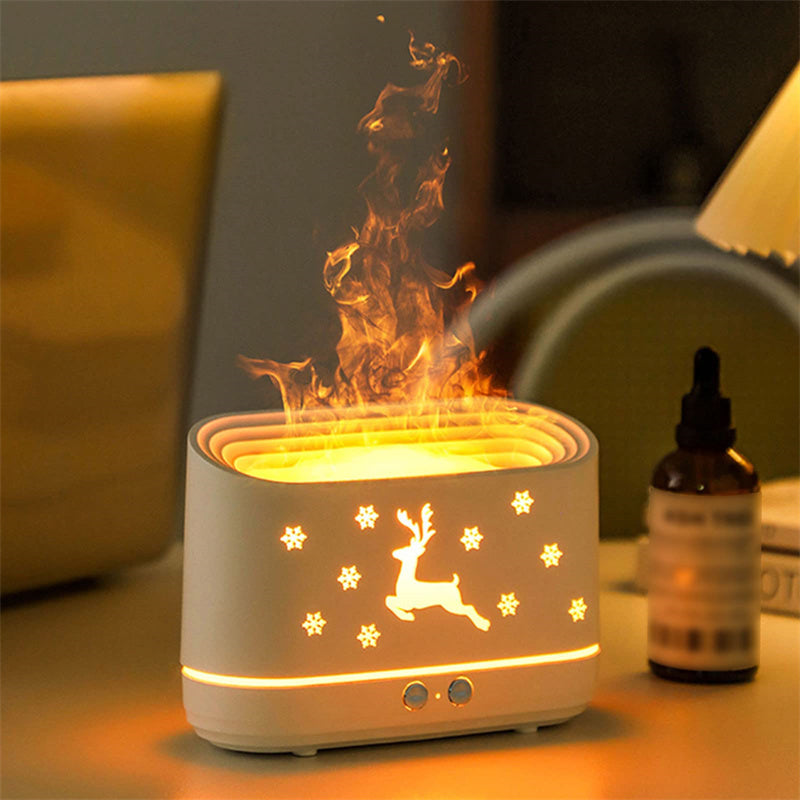 Elk Flame Humidifier & Aroma Diffuser – Silent Atmosphere Lamp for Home & Christmas Decor