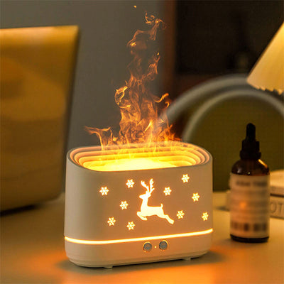 Elk Flame Humidifier & Aroma Diffuser – Silent Atmosphere Lamp for Home & Christmas Decor