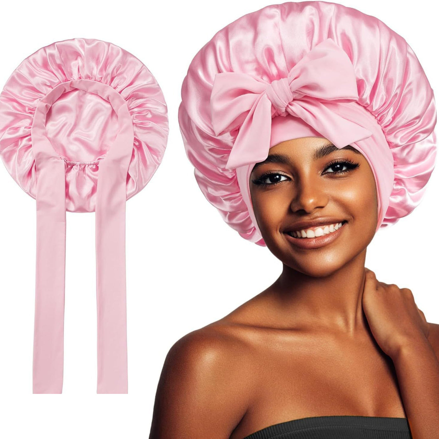 New Silk Bonnet For Sleeping | Women Satin Bonnet | For Any Type Hair With Tie Band