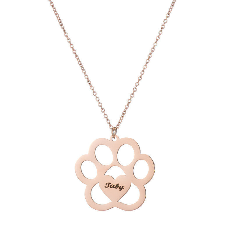Customizable Paw Print Love Necklace – Stainless Steel