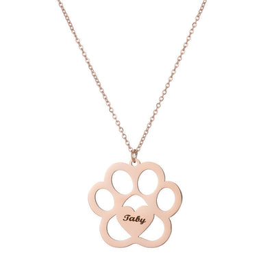 Customizable Paw Print Love Necklace – Stainless Steel